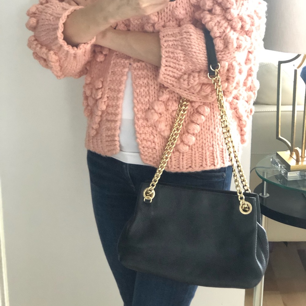 MICHAEL Michael Kors black leather bag with gold chain strap